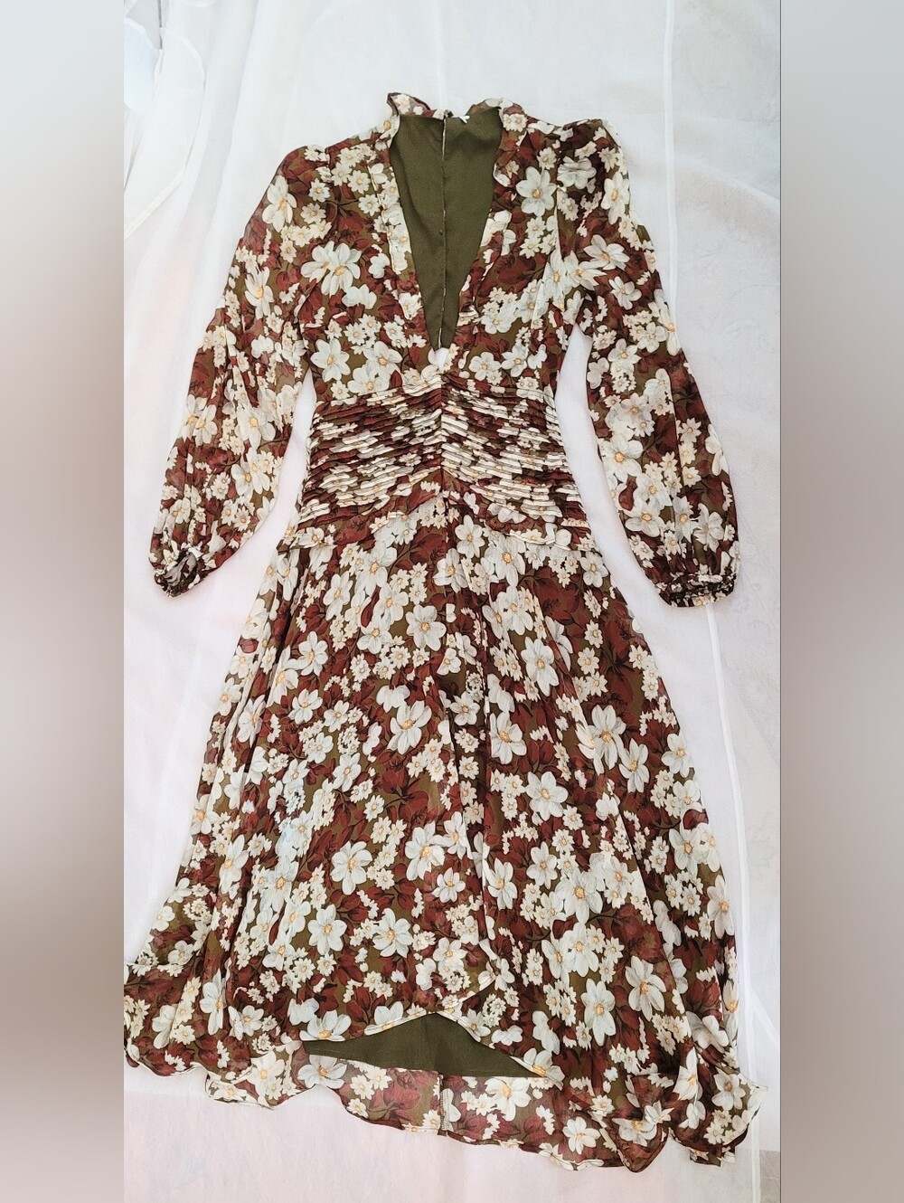 NWOT! ASTR Fall Formal Floral Anthro Women's Open-Back Chiffon Maxi Dress Small - Picture 5 of 17